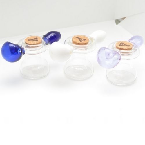 Blue Glass Spoon Pipe with Built-In Herb Jar