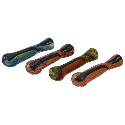 Black Sparkle Chillum Pipe with Dichroic Swirls
