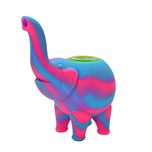 Blue and Hot PInk Silicone Elephant Bubbler
