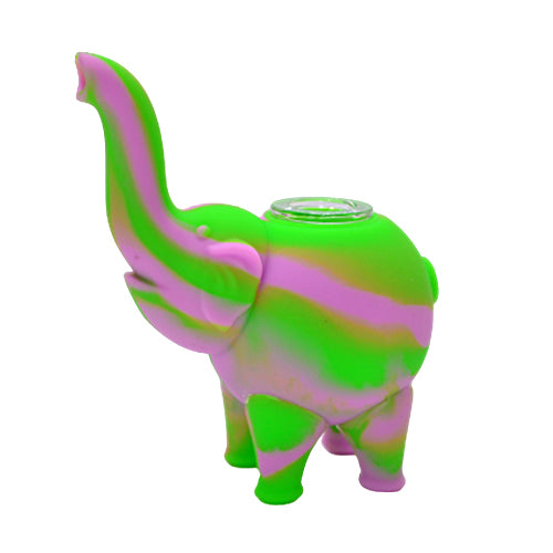 Purple and Green Silicone Elephant Bubbler