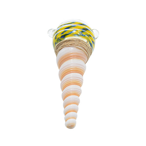 Seashell Bong Bowl Yellow Blue
