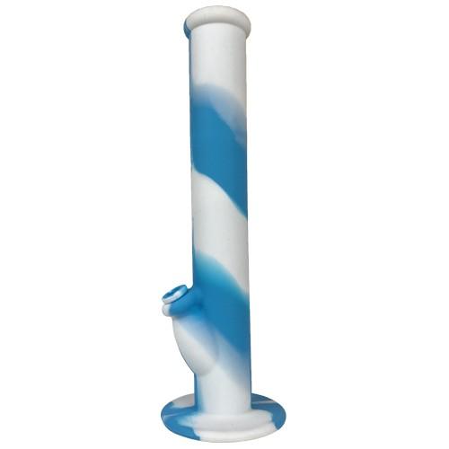 14 inch blue and white silicone bong with ice catcher and silicone down stem