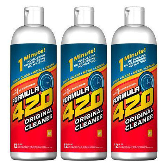 3 bottles of 420 cleaners on a white background
