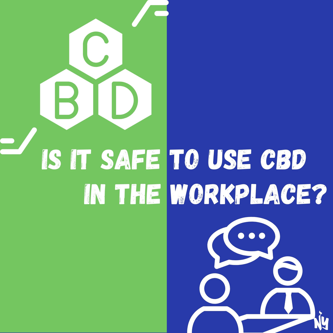 CBD text and people conversing in the workplace