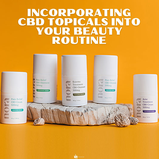 Various CBD Topicals lined up under blog title text overlay