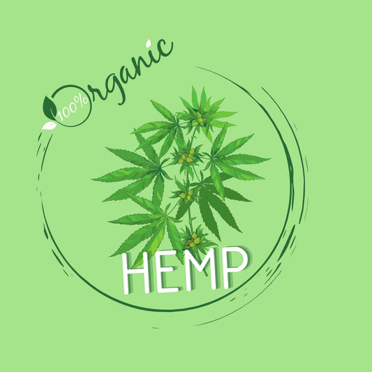 Organic Hemp Plant with 100 percent Organic Hemp text overlay
