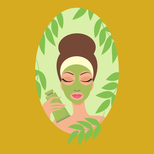 Illustration of woman with cbd cream mask