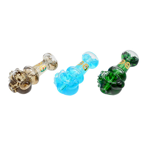 Glass Spoon Pipe with Glitter and Liquid 