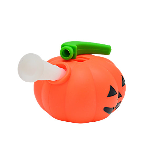 Downstem and Mouthpiece Detached From Silicone Pumpkin Bubbler