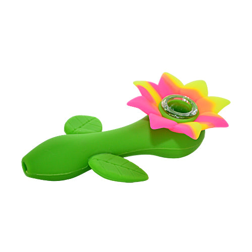 Pink and Yellow Silicone Sunflower Pipe