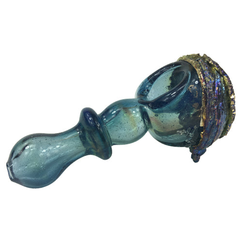 Blue Glass Spoon Pipe with Bismuth made by Tony Kazy 