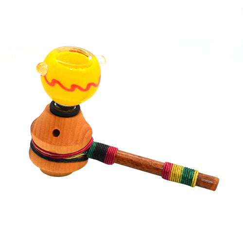 Wooden Vintage Pipe with Yellow Bong Bowl