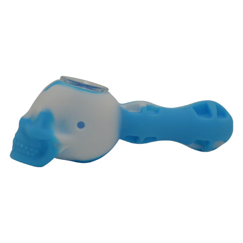 Skull Design Silicone Spoon Pipe with Glass Bowl 