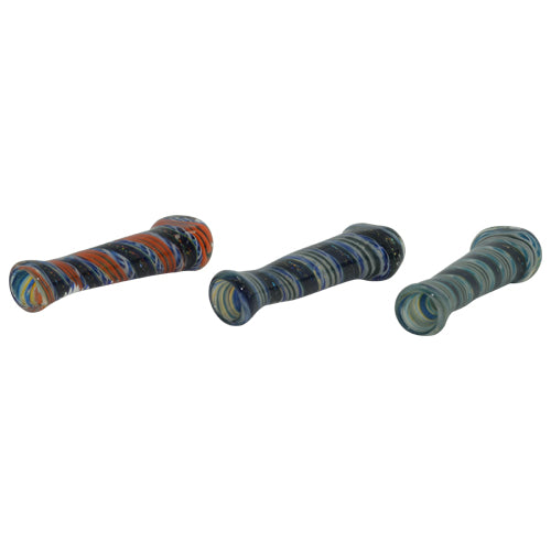 Glass Chillum Pipe Colored Swirls