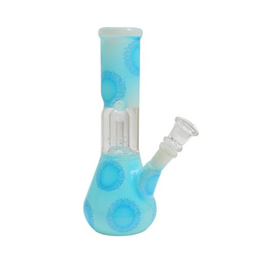 Ice Catcher Bong With Percolator Blue Flowers Color