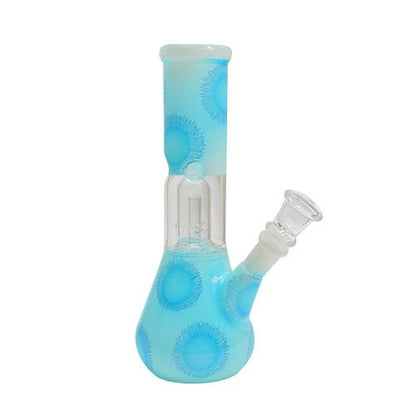 Ice Catcher Bong With Percolator Blue Flowers Color