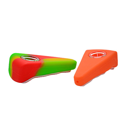 Two Different Colors of Silicone Pizza Pipe with Glass Bowl
