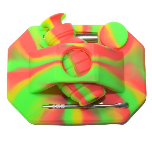 Silicone Nectar Collector Hand Grenade Rasta Color